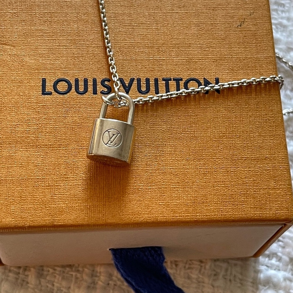 Louis Vuitton Sterling Silver Padlock Necklace